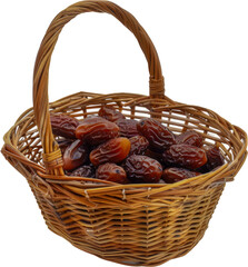 Basket of ripe dates cut out png on transparent background