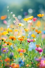 Obraz na płótnie Canvas Vibrant Wildflower Meadow in Full Bloom