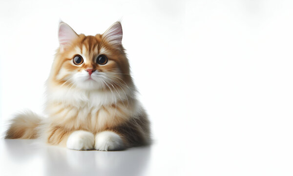 A cute cat with white background, generative ai