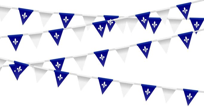 Happy Quebec Day. National holiday of Quebec. Saint Jean-Baptiste Day. Realistic ribbons and decorations with holiday symbol