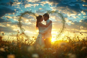 Summer Love: Romantic Couple Embracing in Nature