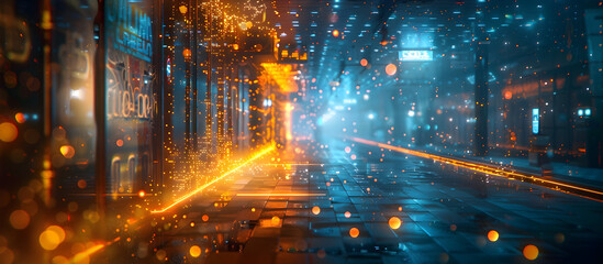 Fototapeta premium Blurred Cybernetic Casino Where Players Gamble with Memories Instead of Money in a Futuristic Neon Lit Urban Landscape