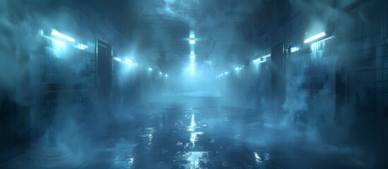 Blurred Forms of Inmates in Futuristic Cryogenic Stasis Pods within a High Tech Prison Facility