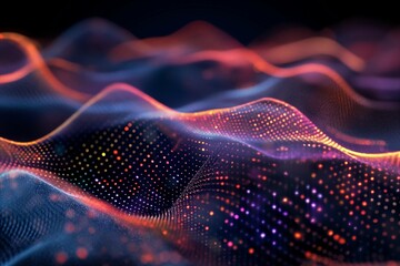 network technology line and digital world background. wave mesh simulation technology background.