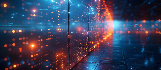 Blurred Visuals of a Virtual Reality Escape Room Where Players Navigate Puzzles and Digital Obstacles in a Futuristic Sci Fi Tone