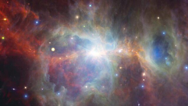 Space travel Orion nebula,Traveling through star fields in space,4K 3D for scientific films. Elements of this image furnished by NASA.