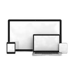 Laptop and phone cutout isolated on transparent background