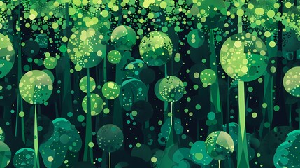 Green forest after rain illustration poster background
