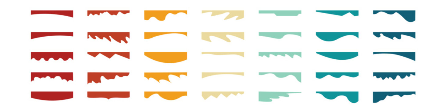 Website border, web page divider shapes. Geometric and organic separator headers for graphic design template