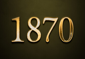 Old gold effect of 1870 number with 3D glossy style Mockup.	