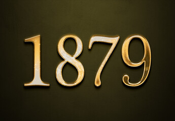 Old gold effect of 1879 number with 3D glossy style Mockup.	
