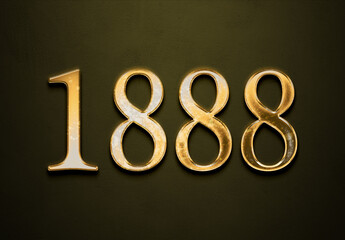 Old gold effect of 1888 number with 3D glossy style Mockup.	