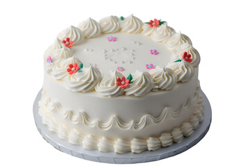 Obraz na płótnie Canvas White birthday cake with white whipped cream isolated on transparent background