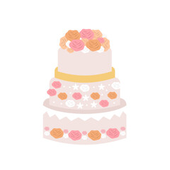 Flat Illustration Of Wedding Cake