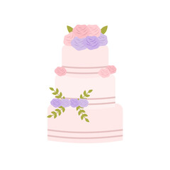 Flat Illustration Of Wedding Cake