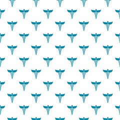 Caduceus snake medical symbol icon isolated seamless pattern on white background
