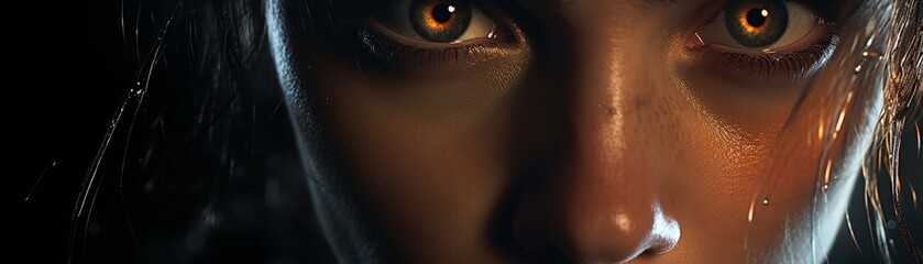 Close-up on intense expressions 3D render with backlighting for a dramatic effect - obrazy, fototapety, plakaty