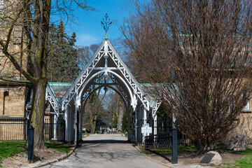 Obraz premium entrance gate to Toronto Necropolis located at 200 Winchester Street in Toronto, Canada