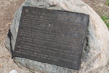 Obraz premium plaque with inscription outside Toronto Necropolis located at 200 Winchester Street in Toronto, Canada