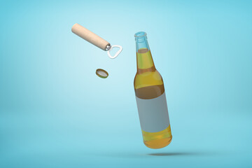 Beer bottle with opener in mid cap removal