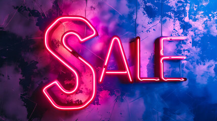 Neon sign with the word sale on it.