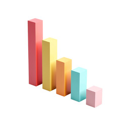 3D Bar Graph with Colored Columns in Descending Order, Representing the Concept of Data Analysis and Statistical Comparison.