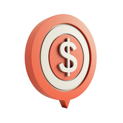 Fototapeta premium Stylized Coral Speech Bubble with Dollar Sign, Representing the Concept of Financial Communication or Money Talk.