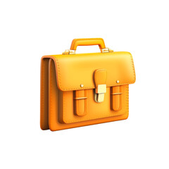 Vibrant Orange Briefcase Icon in 3D, Symbolizing Business and Professional Organization.