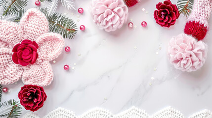 A white background with a pink flower and a bunch of red flowers