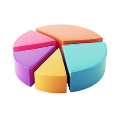 Obraz premium Colorful 3D Pie Chart Illustration Representing Data Visualization and Analysis Concept.