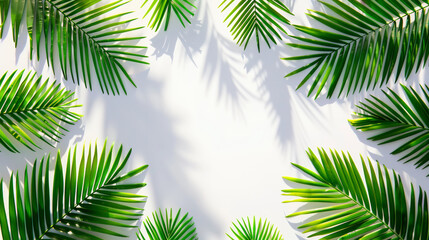 Fototapeta na wymiar A large green leafy palm tree with its leaves spread out in a circle