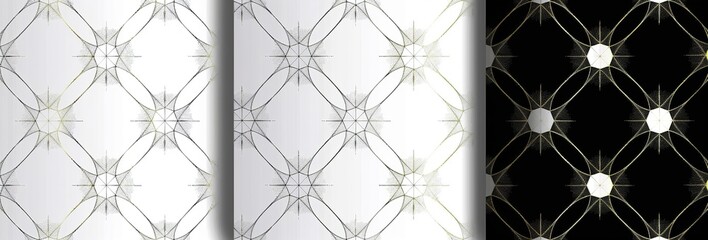 Elegant Geometric Patterns in Black, White, and Gold: Minimalist Line Art for Luxurious Design