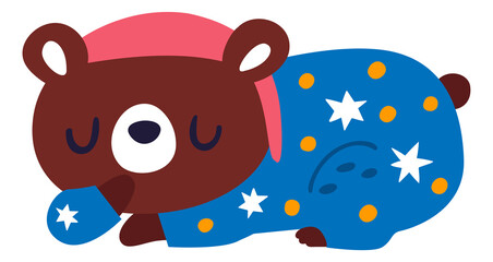 Sleeping bear in pajamas. Sweet dream baby mascot