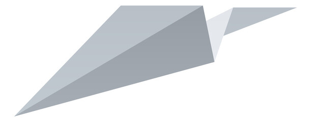 Paper plane icon. White realistic folded aircraft
