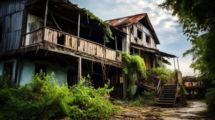Crumbling fishing village house
