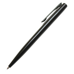 Black Ballpoint Pen Isolated on Background, Symbolizing Writing and Office Supplies.