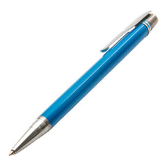 Blue Ballpoint Pen Isolated, Emphasizing Precision and Simplicity Concept.