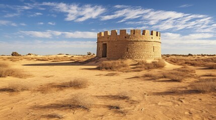 Citadel in barren desert landscape