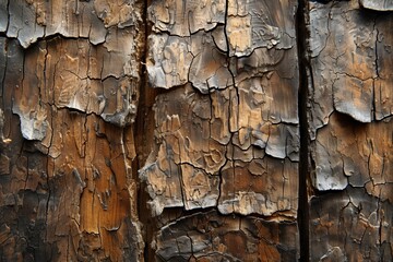 Weathered wooden surface with peeling paint
