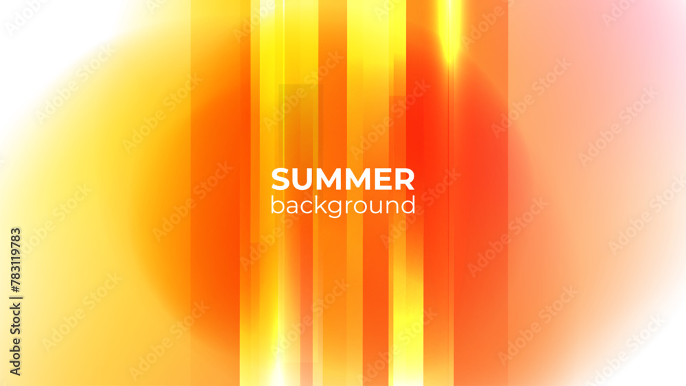 Poster summertime abstract blurred background with bright orange dynamic gradients for summer season creati
