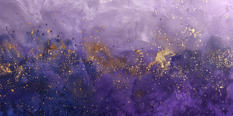 Cosmic Purple Haze with Gold Flecks Abstract Painting - Dreamy Space-Inspired Art for Mystical Interior Design