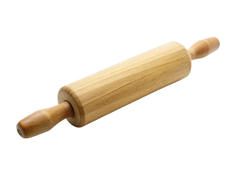 wooden rolling pin baking rolling pin and on white background
