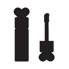 silhouette makeup cosmetic design heart top shape Soft Liquid Blush shadow clipart black style isolated. Make up symbol stock vector illustration.