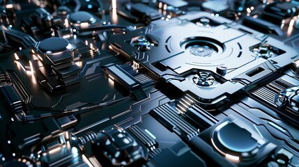 Silver accents against a deep crimson background, Futuristic , Cyberpunk