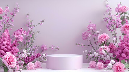 Obraz premium A modern and simple product display stand that sits in an environment. Illuminated by ambient light The design is clean, contemporary and attractive. Ideal for displaying premium products