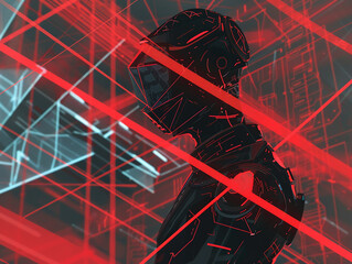 Play with the idea of movement and direction using dynamic red lines in your artwork