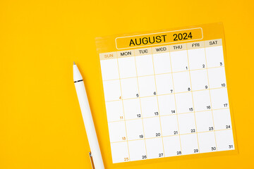August 2024 Monthly calendar for 2023 year with pen
