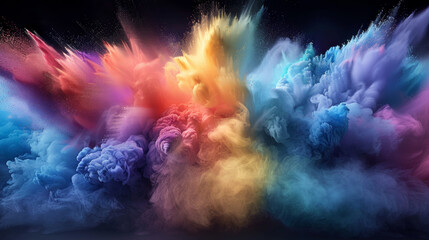 A colorful explosion of smoke and fire - obrazy, fototapety, plakaty