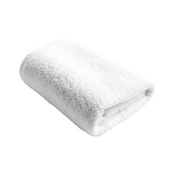 Fluffy White Towel Casually Folded, Signifying Freshness and Cleanliness.
