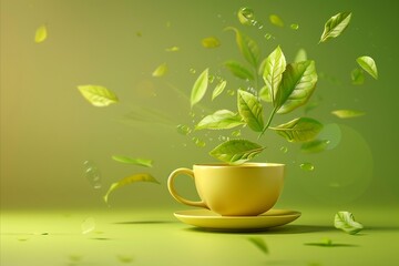 Green tea leaves in a cup, symbolizing antioxidant benefits